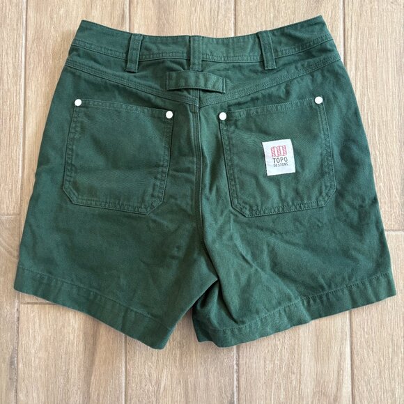 Topo Designs Chore Shorts Women's 6 Forest Green Duck Canvas Outdoor Utility - Picture 5 of 8